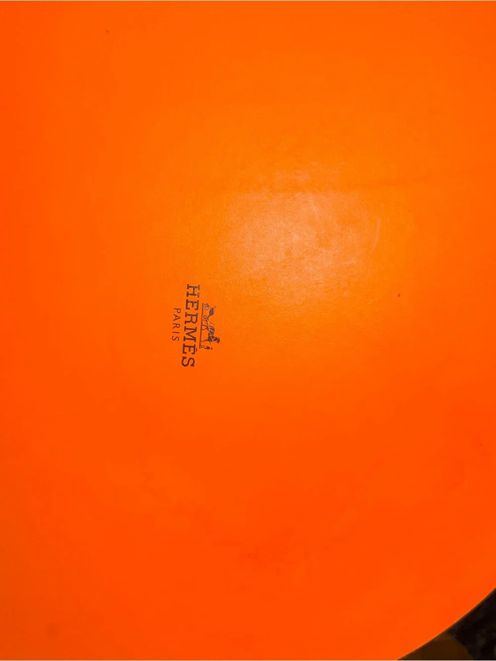 Hermes Orange Round Hat Box with Logo